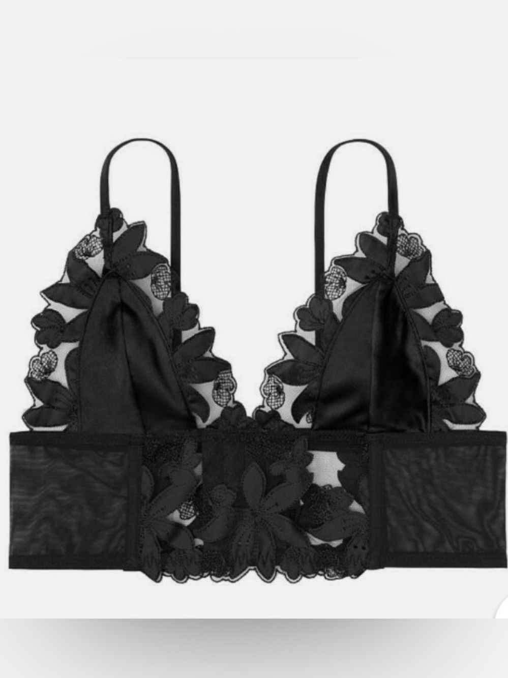 Victoria's Secret Unlined Floral Embroidered Long Line Bralette